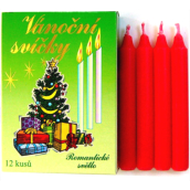 Romantické světlo Vánoční svíčky krabička hoření 90 minut červené 12 kusů