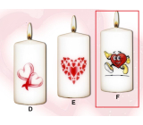 Lima Valentýnská svíčka Běžící srdce svíčka s obtiskem bílá válec 50 x 100 mm 1 kus