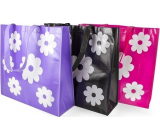 RSW Nákupní taška s potiskem Květiny černá 43 x 40 x 13 cm