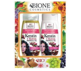 Bione Cosmetics Keratin & Kofein Makadamiový olej regenerační šampon na vlasy 260 ml + regenerační kondicionér 260 ml, kosmetická sada