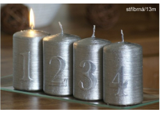 Lima Adventní sada s čísly svíčka stříbrná válec 60 x 90 mm 4 kusy