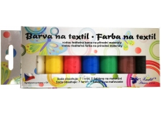 Kreativ Colour Barvy na textil - světlý materiál, perleťoá sada 7 barev 20 g + 2 šablony 6,5 x 2 cm
