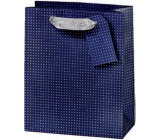 BSB Luxusní dárková papírová taška 36 x 10,5 x 10 cm Tmavě modrá s puntíky LDT 374-F