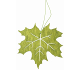 List dřevěný zelený na zavěšení 10 cm