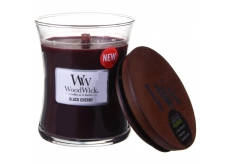 WoodWick Black Cherry - Černá třešeň vonná svíčka s dřevěným knotem a víčkem sklo malá 85 g