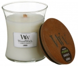 WoodWick Linen - Čistý len vonná svíčka s dřevěným knotem a víčkem sklo střední 275 g