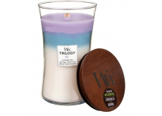 WoodWick Trilogy Calming Retreat - Uklidňující a relaxační vonná svíčka s dřevěným knotem a víčkem sklo velká 609,5 g