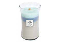 WoodWick Trilogy Woven Comforts - Hřejivé pohodlí vonná svíčka s dřevěným knotem a víčkem sklo velká 609,5 g