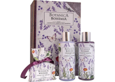 Bohemia Gifts Botanica Levandule sprchový gel 200 ml + šampon na vlasy 200 ml + toaletní mýdlo 100 g, kniha kosmetická sada