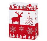 BSB Luxusní dárková papírová taška 36 x 26 x 14 cm Vánoční Red & White VDT 334 - A4