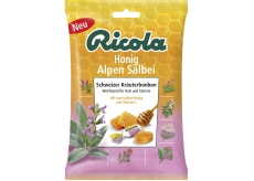Ricola Honig Alpen Salbei Medovo - Šalvějové švýcarské bylinné bonbóny bez cukru s vitamínem C z 13 bylin, zklidňuje krk 75 g