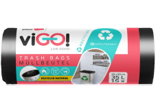 viGO! Pytle na odpad černé, 22 µ, 35 litrů 48 x 58 cm 15 kusů