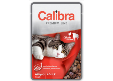 Calibra Premium Kuře a hovězí v omáčce kompletní krmivo pro dospělé kočky kapsa 100 g
