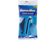 Super-Max Twin Blade jednorázový 2břitý holicí strojek pro muže 5 kusů