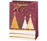 BSB Luxusní dárková papírová taška 36 x 26 x 14 cm Vánoční se stromky VDT 439-A4