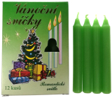 Romantické světlo Vánoční svíčky krabička, hoření 90 minut minut, zelené 12 kusů