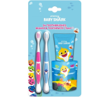 Pinkfong Baby Shark zubní kartáček 2 kusy + zubní pasta 75 ml + kelímek na zubní kartáček, kosmetická sada pro děti