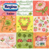 Regina Papírové ubrousky 1 vrstvé 33 x 33 cm 20 kusů Velikonočví Happy Easter - barevné čtverce