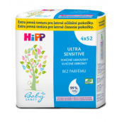 HiPP Babysanft Ultra Sensitive čisticí vlhčené ubrousky bez parfému 4 x 52 kusů