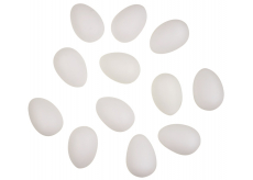 Vajíčka bílá k dozdobení plastová 6 cm, bez šňůrky, 12 kusů v sáčku