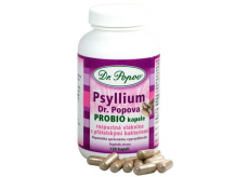 Dr. Popov Psyllium Probio kapsle vláknina pro zdravou střevní mikroflóru, obohacená o přátelské bakterie 120 kusů 104 g