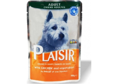 Plaisir Dog kuřecí kousky se zeleninou kompletní krmivo pro dospělé psy kapsička 100 g