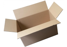Krabice kartonová, třívrstvá, klopová, délka 60 cm, šířka 40 cm, výška 43 cm, použitá, velmi pevná