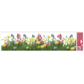 Okenní fólie bez lepidla pruhy Tulipány, Narcisy 64 x 15 cm