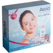 Astrid Aqua Biotic denní a noční krém pro suchou a citlivou pleť 50 ml + 3v1 micelární voda 400 ml + Trendy edice Perleťový lesk tónovací balzám na rty 4,8 g, kosmetická sada
