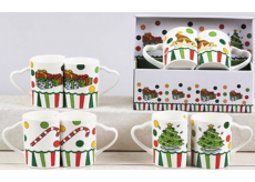 Vánoční keramický hrnek design mix Dárky, Stromek, Čepička, Christmas Candy 340 ml 2 kusy v krabičce