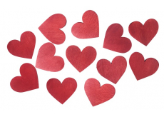 Srdce dřevěné červené 3,5 cm 12 kusů