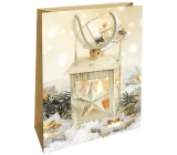 Nekupto Dárková papírová taška 46 x 33 x 10,5 cm zlatá lucerna Vánoční WBXL 1957 01