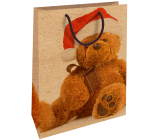 Nekupto Dárková kraftová taška 28 x 37 cm Vánoční s plyšovým medvědem 600 WKHL