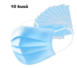 Rouška 3 vrstvá ochranná zdravotní netkaná jednorázová, nízký dýchací odpor 10 kusů modrá TYPE IIR