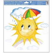 Okenní fólie bez lepidla ručně malovaná sluníčka, deštník 30 x 30 cm