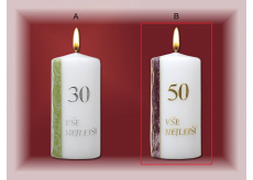 Lima Jubilejní 50 let svíčka fialovorůžový pruh Vše nejlepší 70 x 150 mm 1 kus