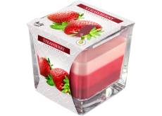 Bispol Strawberry - Jahoda tříbarevná vonná svíčka sklo, doba hoření 32 hodin 170 g