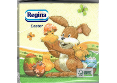 Regina Papírové ubrousky 1 vrstvé 33 x 33 cm 20 kusů Velikonoční Zajíček s kuřátky
