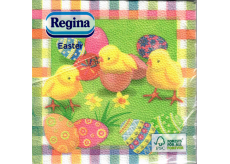 Regina Papírové ubrousky 1 vrstvé 33 x 33 cm 20 kusů Velikonoční zelené s kuřátky a vajíčky