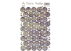 Arch Holografické dekorační samolepky smajlíci stříbrno-barevní 18 x 12 cm 417