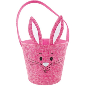 Košík textilní zajíček s ušima růžový 15 x 12 cm