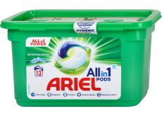 Ariel All in 1 Pods Mountain Spring gelové kapsle na praní bílého a světlého prádla 13 kusů 327,6 g