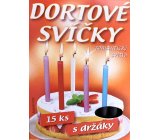 Dortové svíčky s držáky Černá 15 kusů