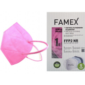 Famex Respirátor ústní ochranný 5-vrstvý FFP2 obličejová maska růžová 10 kusů