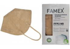 Famex Respirátor ústní ochranný 5-vrstvý FFP2 obličejová maska béžová 10 kusů