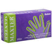 Maxter Rukavice hygienické jednorázové latexové hypoalergenní pudrované, velikost M, box 100 kusů
