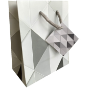 Nekupto Dárková papírová taška 14 x 11 x 6,5 cm Šedé trojúhelníky 2002 02 KFS