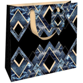 Nekupto Dárková papírová taška luxusní 23 x 23 x 10 cm Modrý mramor 2033 LIM