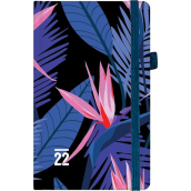 Albi Diář 2022 kapesní s gumičkou Tmavé květy 15 x 9,5 x 1,3 cm