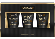 Grace Cole GC Homme čisticí gel na pleť 100 ml + šampon 100 ml + mycí gel 100 ml, kosmetická sada pro muže
